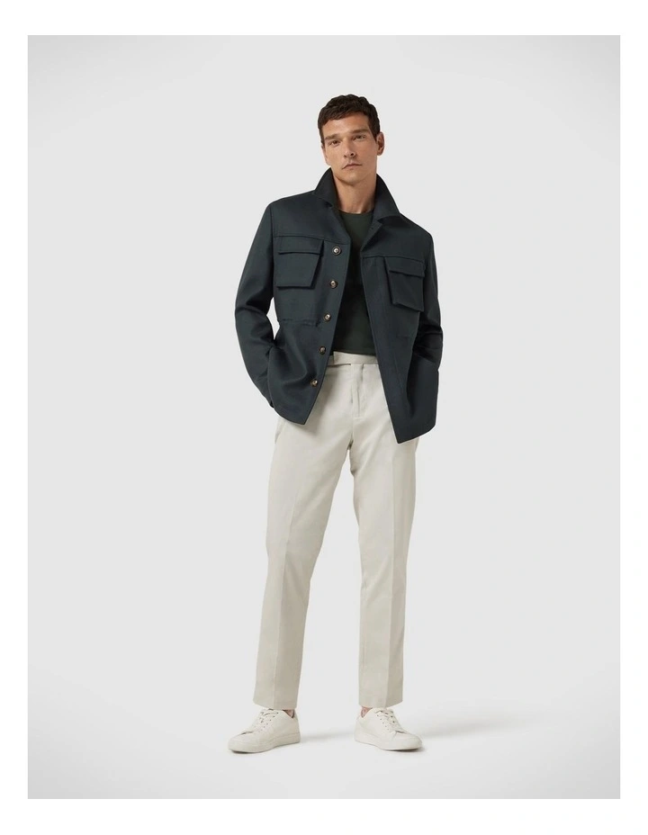 Safari Style Jacket With Drawstring Waist in Khaki