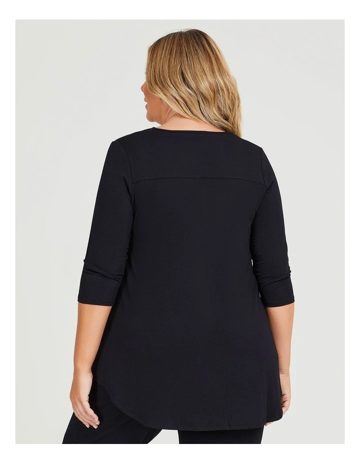 Bamboo Base 3/4 Sleeve Top in Black