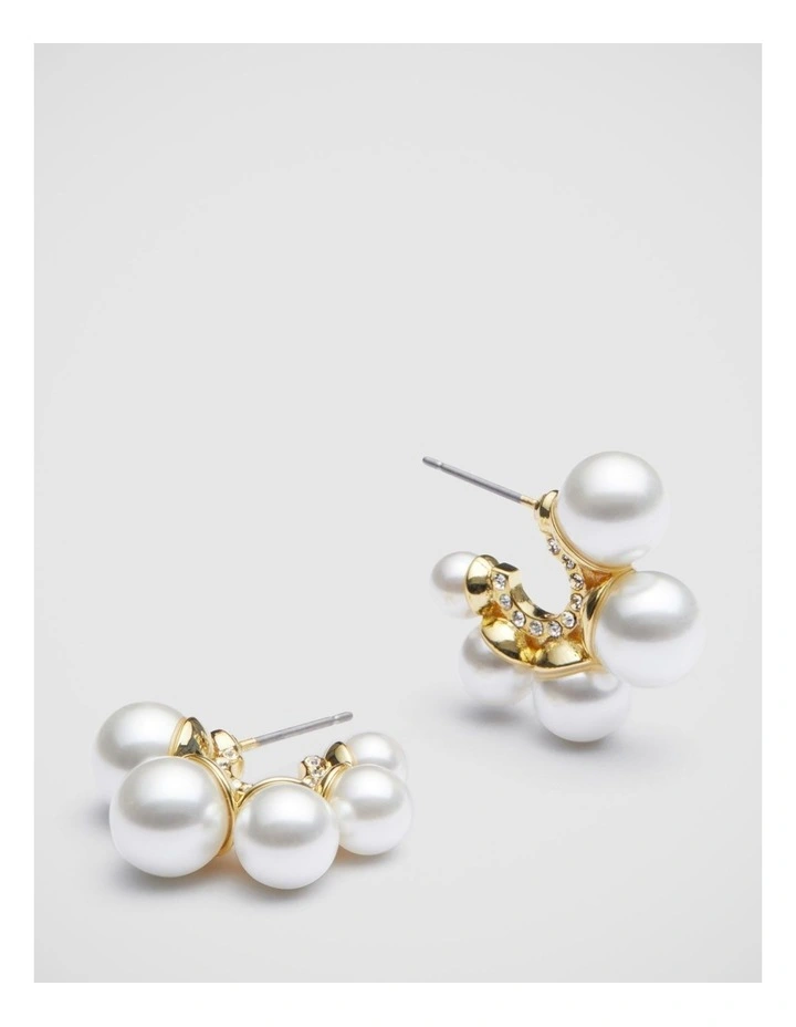 Juliet Pearl Hoop Earrings in Gold