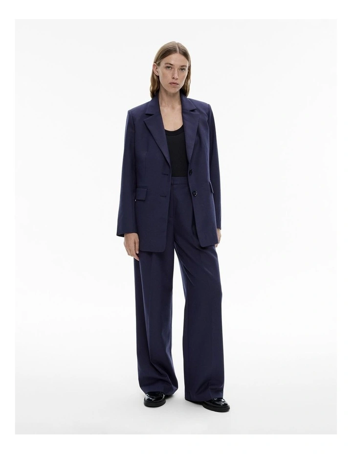 Wool Blend Relaxed Rise Trouser in Midnight