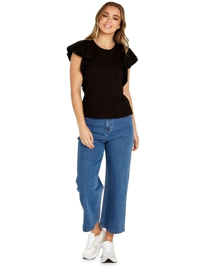 Tamara Frill Sleeve Tee in Black