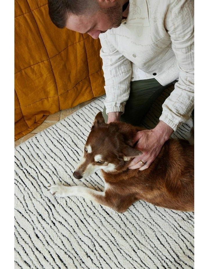 Atlas Washable Cotton Feel Area Rug in Cream