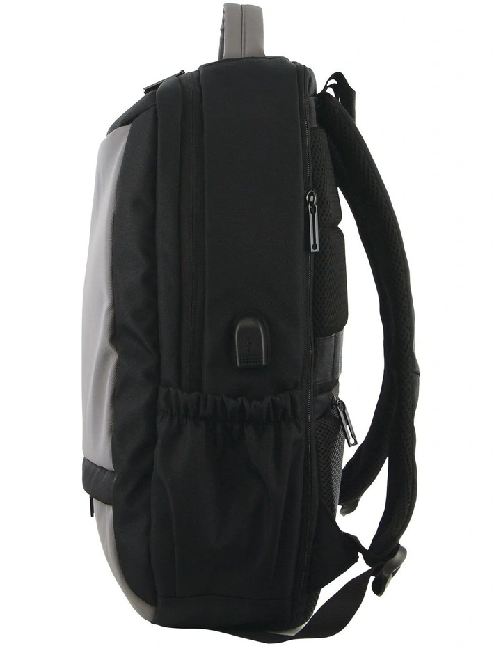 Travel and Business Backpack with Built-in USB Port in Dark Grey
