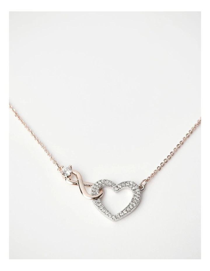 Interlocked Hearts Necklace Boxed Jewellery in Rose Gold/ Silver
