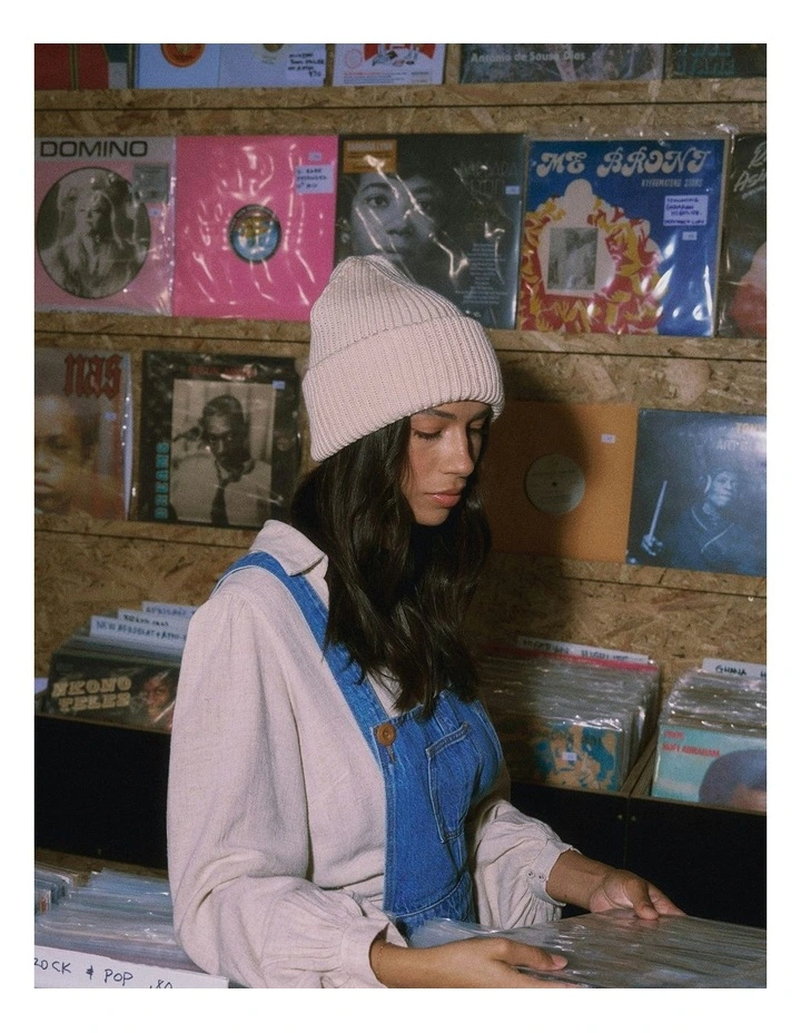 Celisa Recycled Polyester Beanie in Beige