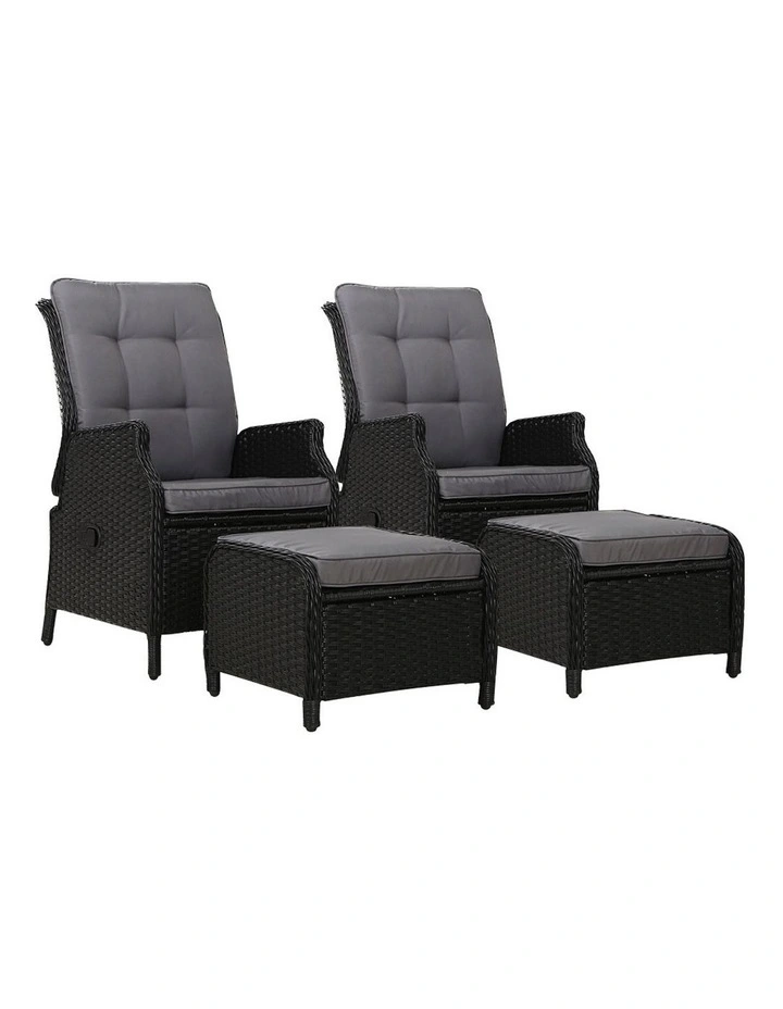 Recliner Chairs Set 2 Piece in Black