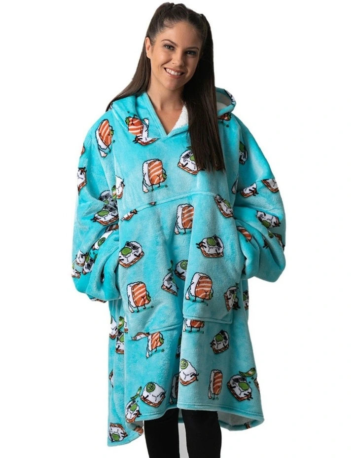 Wassup'b Giant Hoodie in Teal