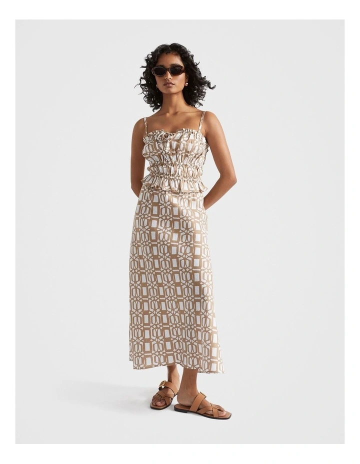 Linen Retro Top in Beige