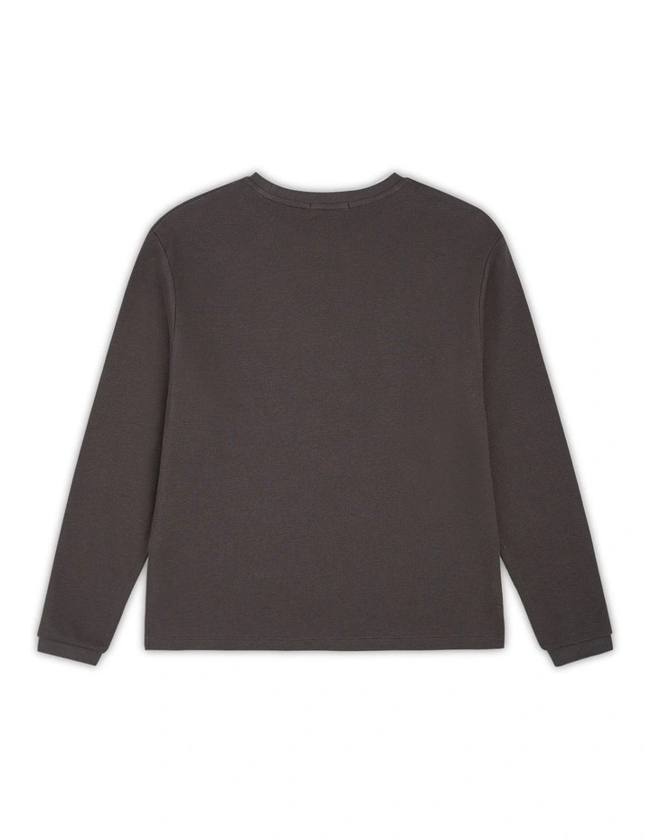 Eastport Waffle Long Sleeve Tee (8-14 Years) in Onyx
