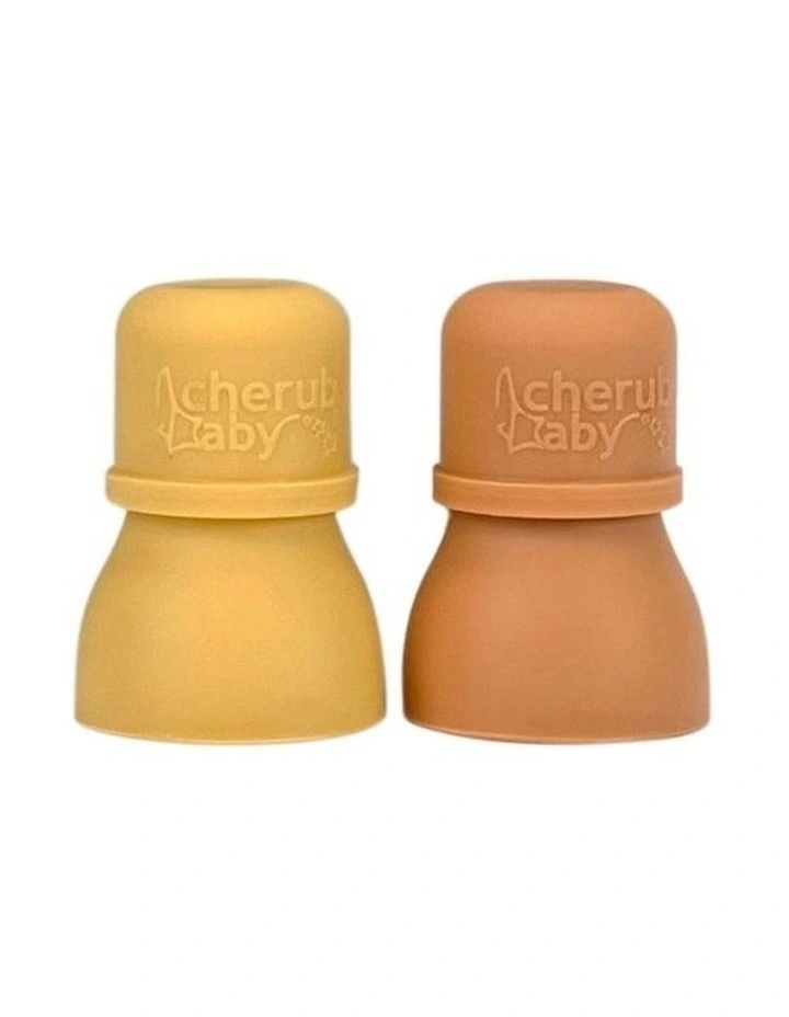 Silicone Food Pouch Soft Spouts 2 Pack in Mimosa/Caramel