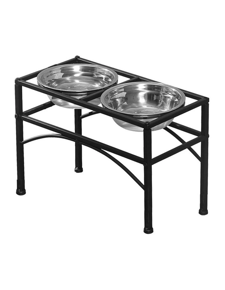Dual Elevated Raised Stainless Steel Pet Food Water Bowl Stand