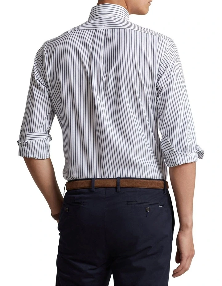 Classic Fit Striped Poplin Shirt in Blue
