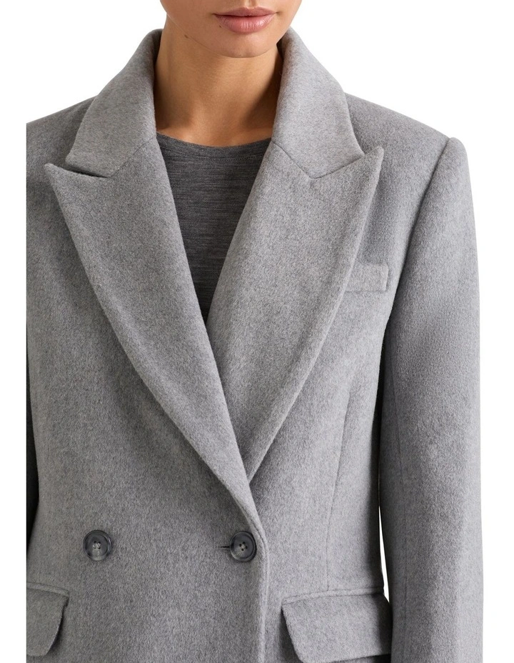 Delfina Faux Fur Collar Coat in Grey Marle