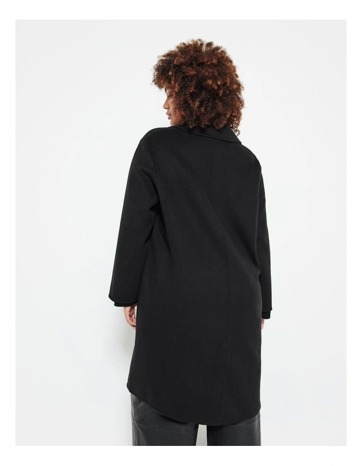 The Double Face Wool Crombie Coat in Black