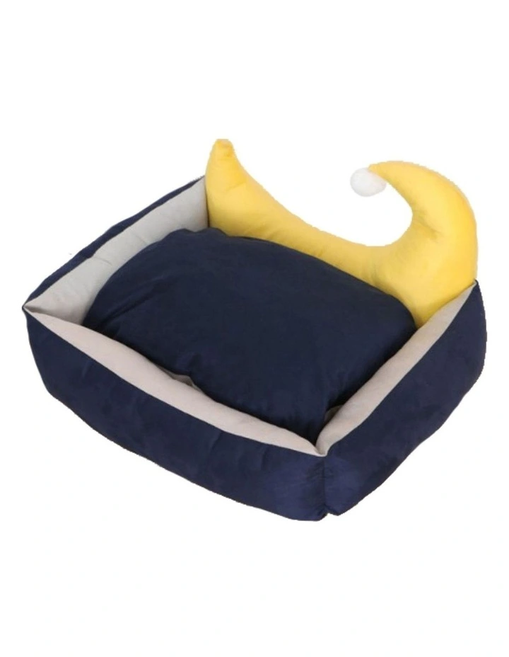 Extra Thick Comfy Pet Bed Moon Design in Medium Blue