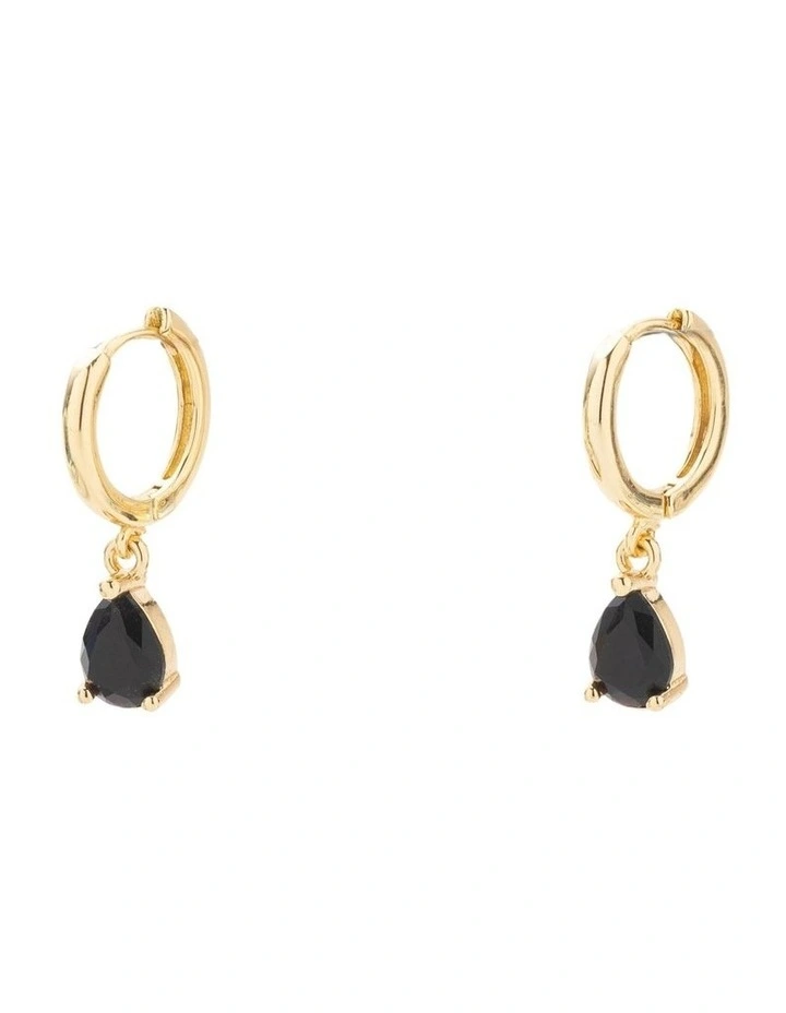 Reborn Classic Drop Huggies Earrings in Black