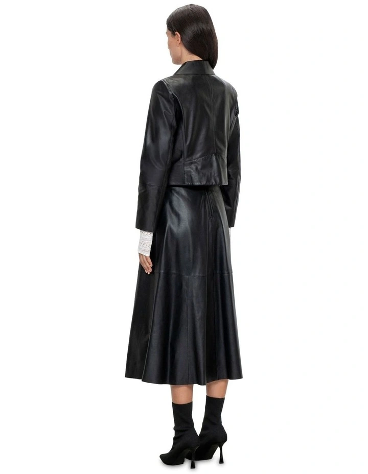 Soft Leather Biker Jacket in Black