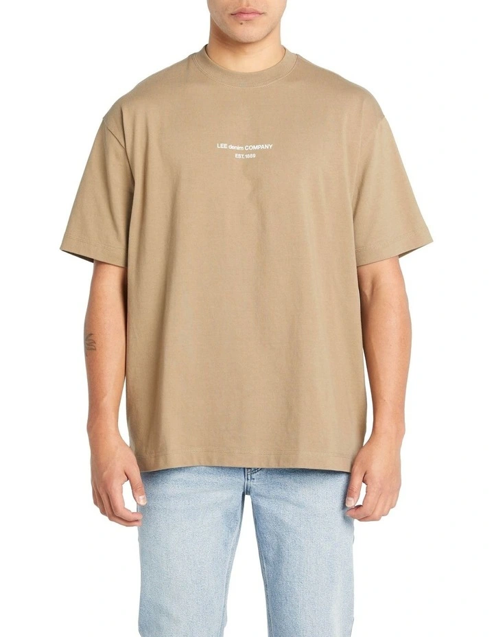 Denim Co Boxed Baggy Tee in Bark