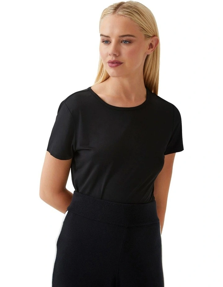Imogen Crew Neck Jersey T-shirt in Black