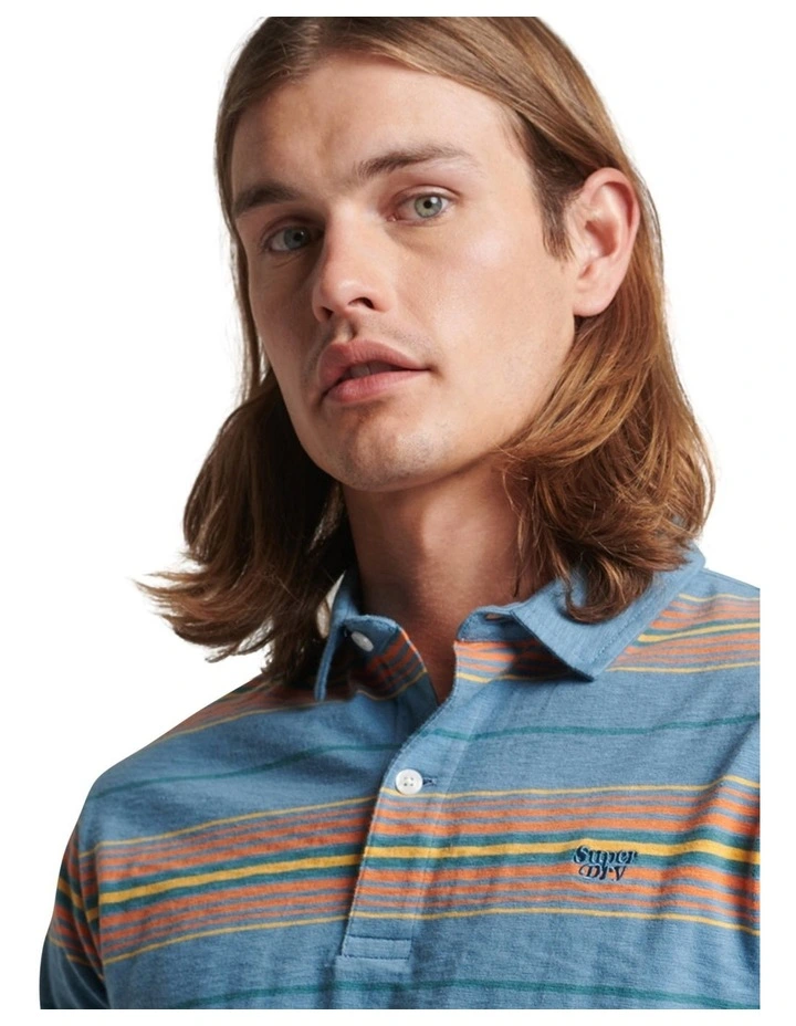 Jersey Polo Shirt in Pottery Blue Stripe