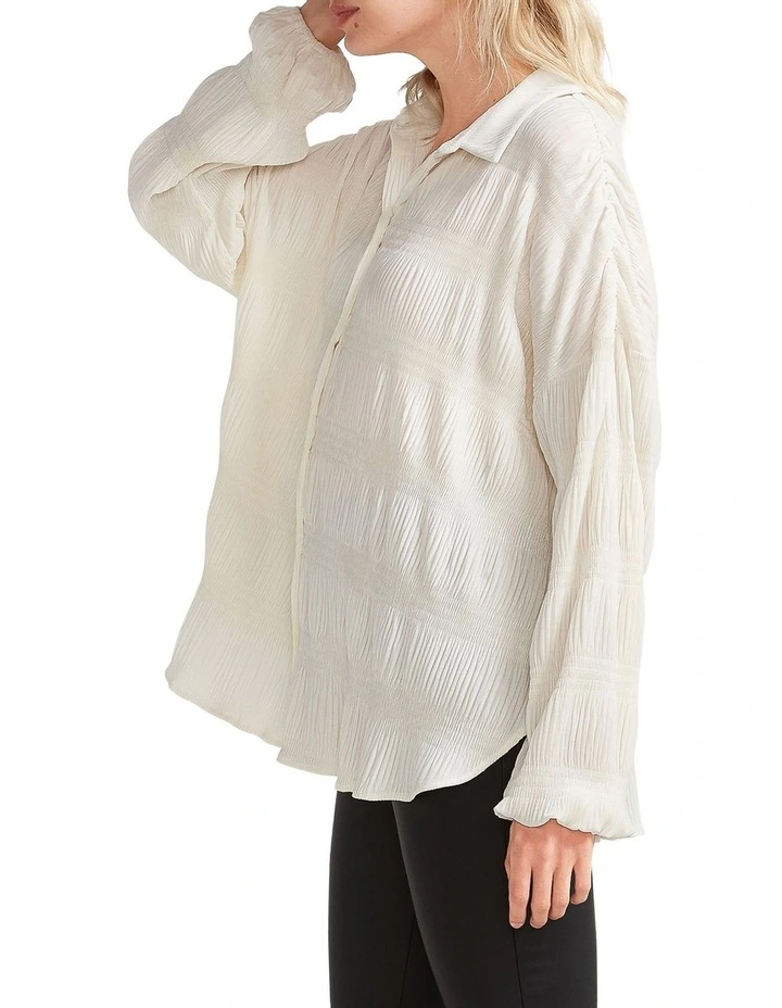 Serenade Velvet Plisse Shirt in White
