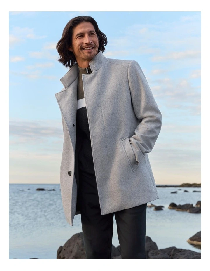 Frankie Funnel Neck Coat in Grey