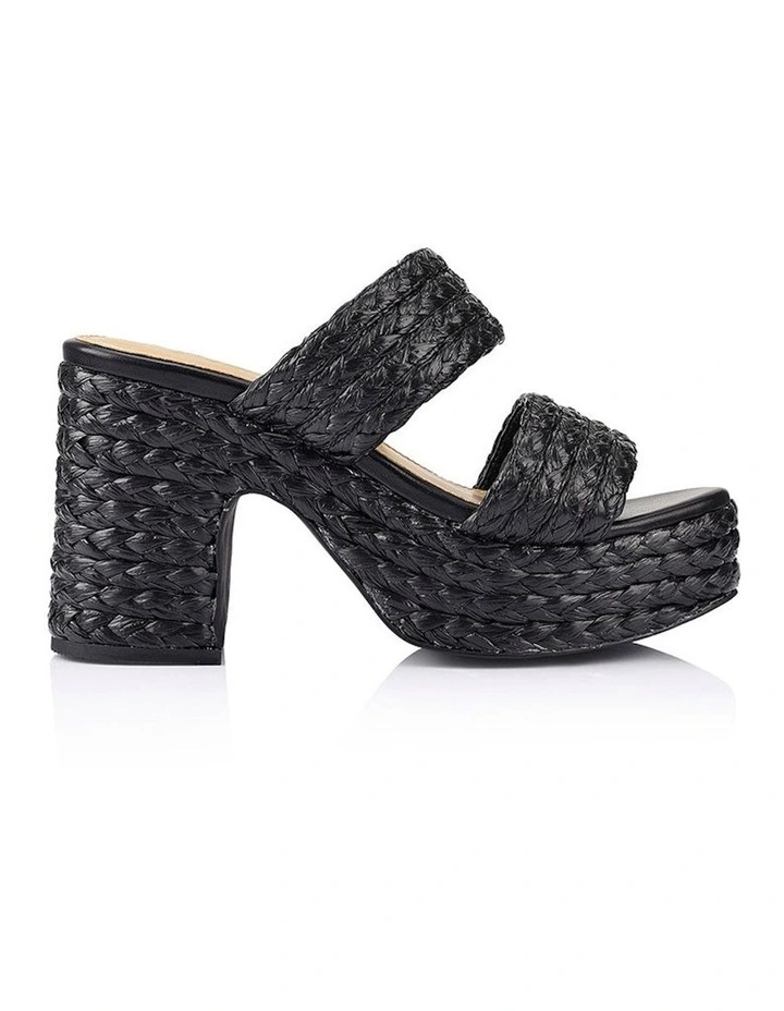 Mingus Raffia Platform Mules in Black