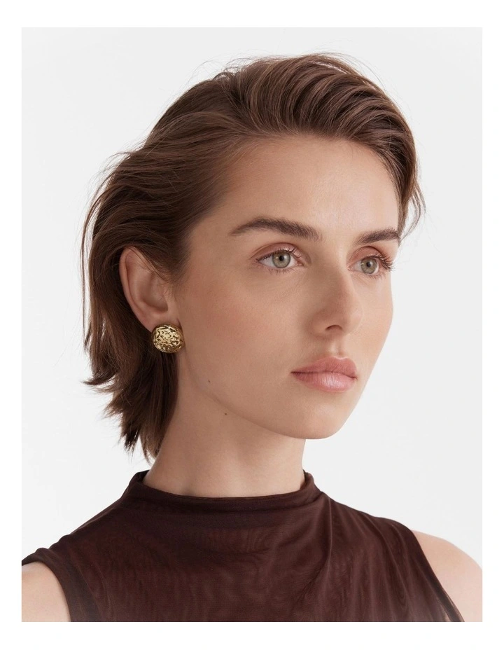 Combat Stud Earrings in Gold