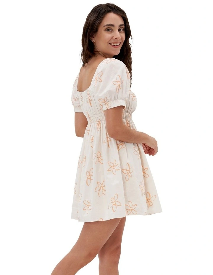 Square Neck Mini Dress in Cream