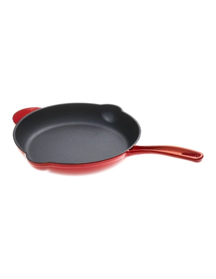Cast Iron Fry Pan 26cm in Black Cherry Red