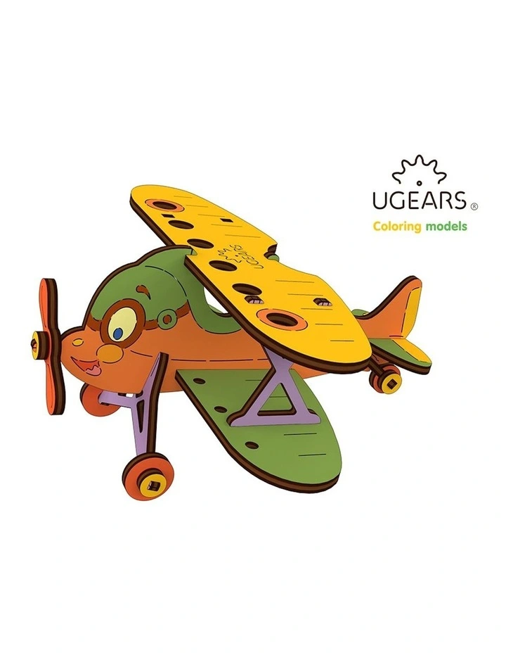 3D Colouring Biplane 23 Piece Wooden Puzzle Kit (5+ Years)