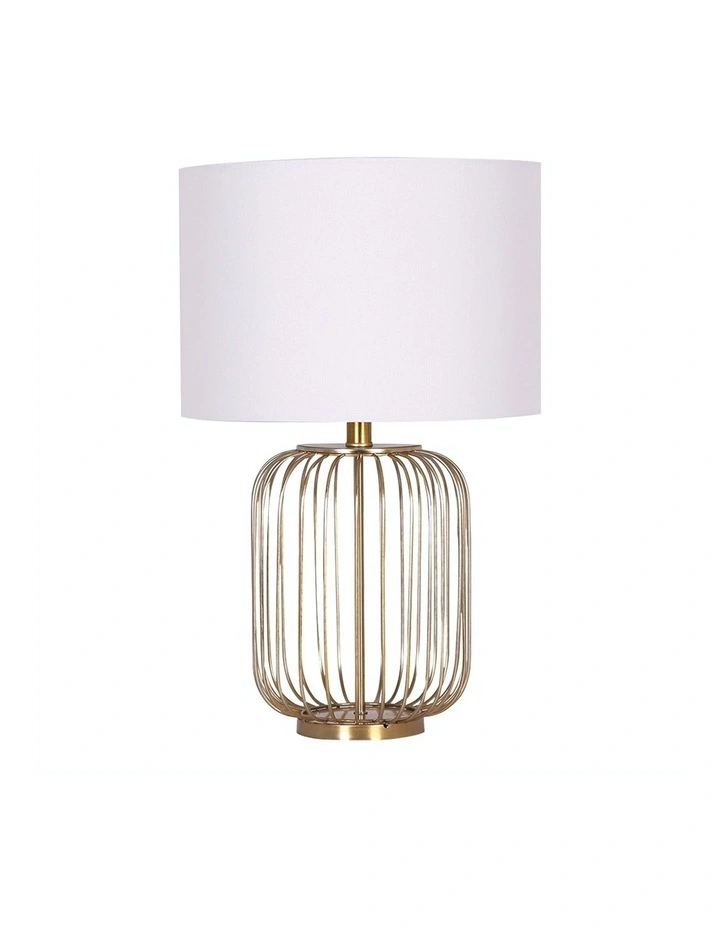 Table Lamp Rose Gold Finish with White Linen Shade