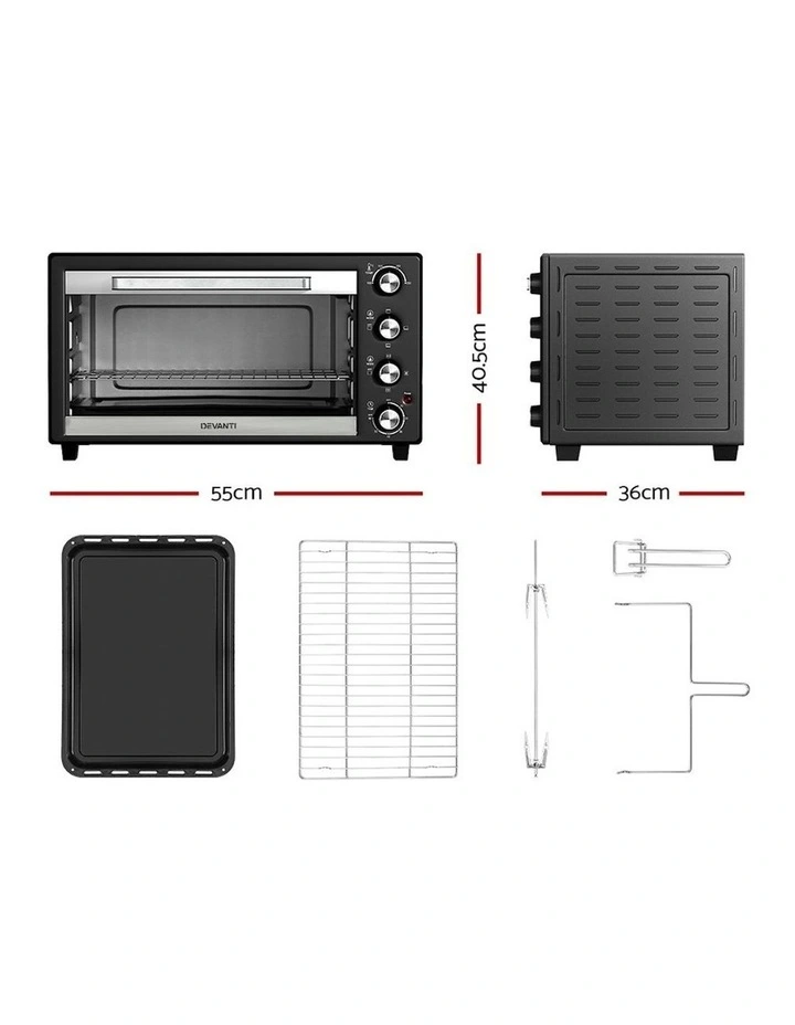 45L Convection Oven Electric Fryer Ovens 1800W