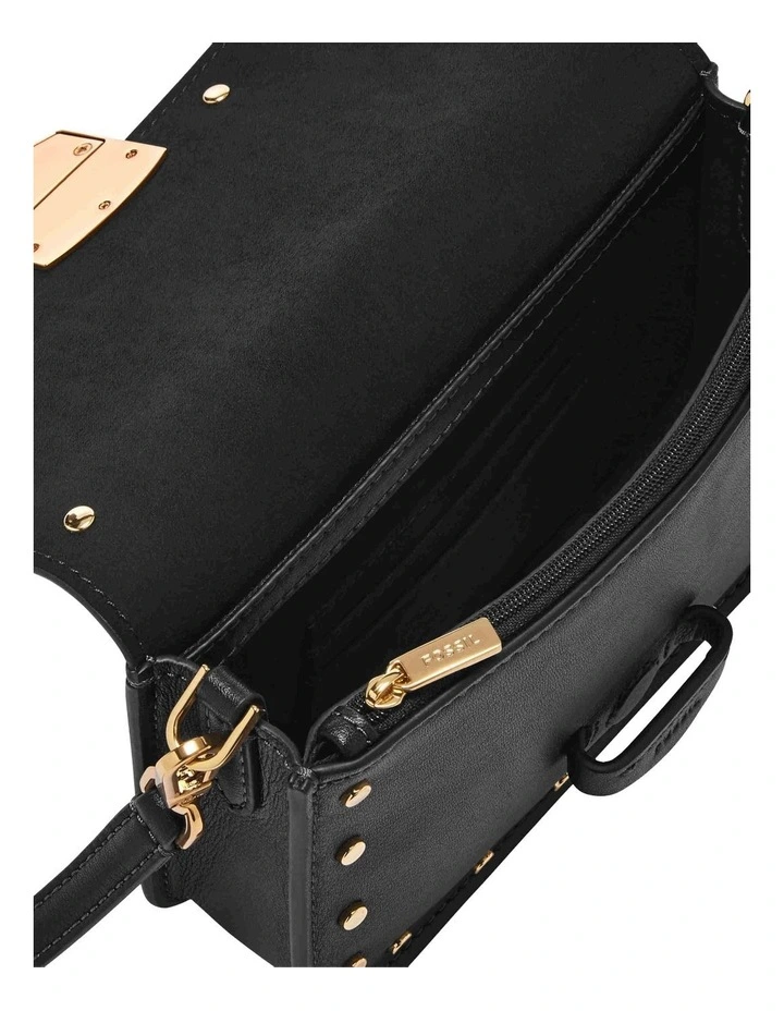 Lennox Crossbody Bag in Black With Studs