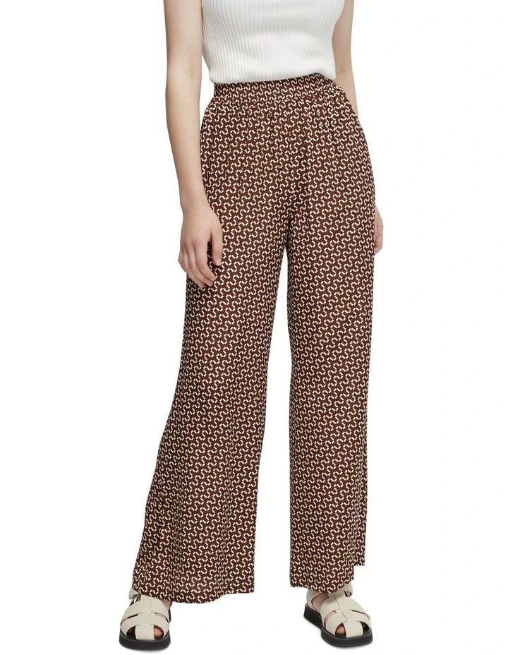 Chantel Zigzag Wide Leg Pants in Chocolate/Ivory