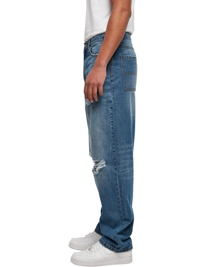Distressed 90's Jeans in Mid-Deep Blue