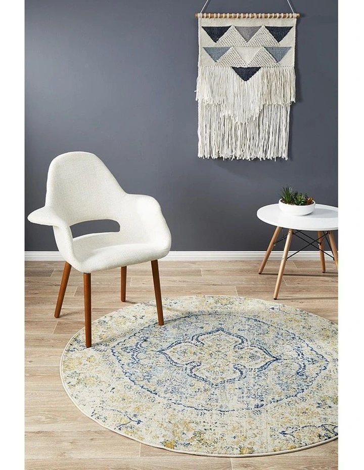 Museum Tyler Sky Blue Round Rug