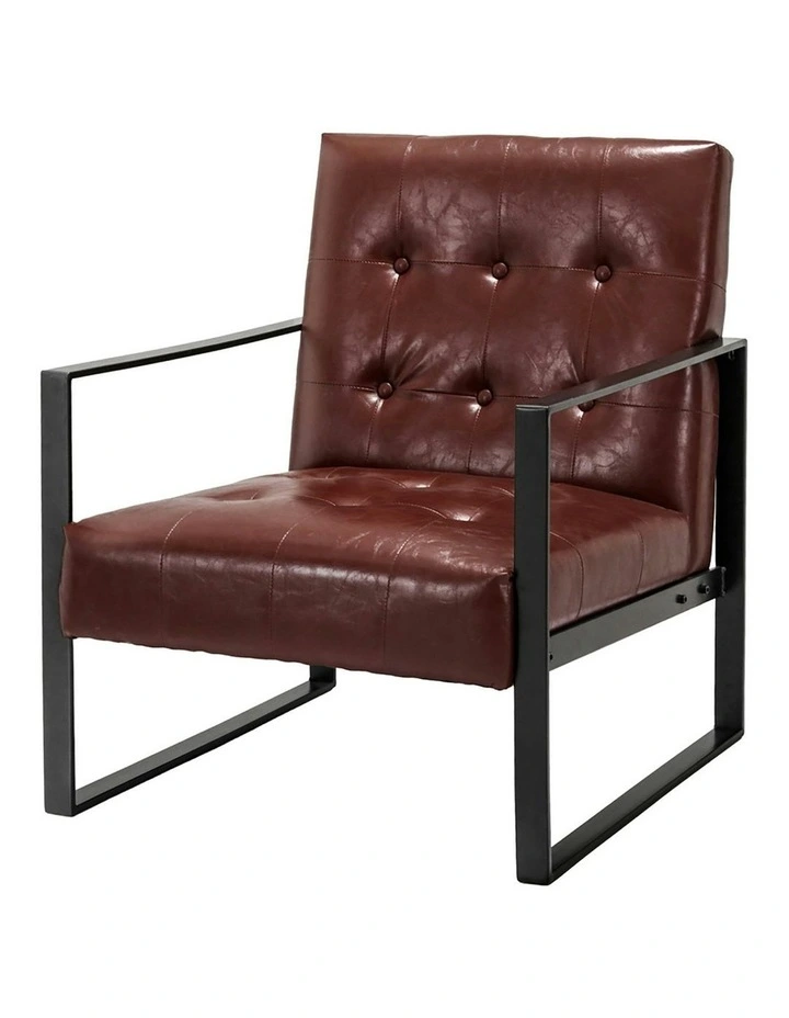 PU Leather Kora Armchair in Brown
