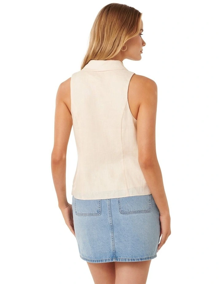 Kathleen Linen Sleeveless Shirt in Cream