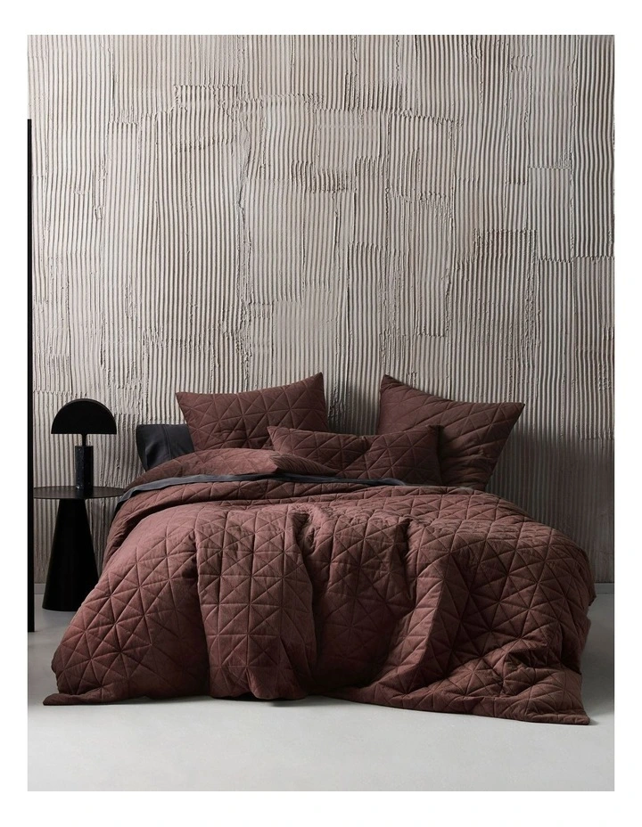 Heath Quilt Cover Set In Chocolate