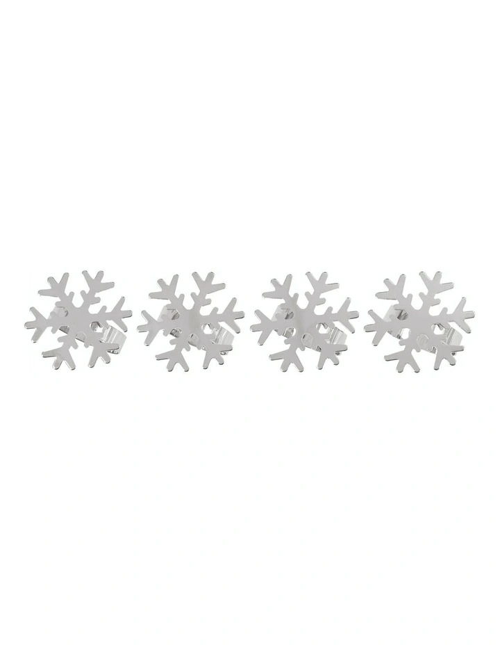 Napkin Rings Snow Flake 4 Pack in Silver