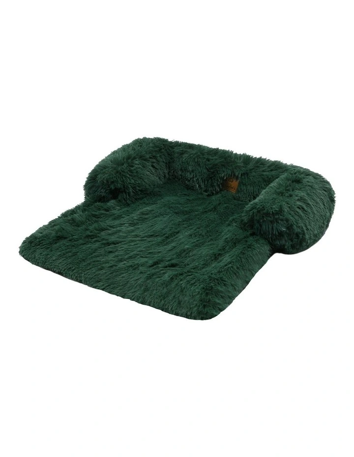 Shaggy Sofa Protector Calming Dog Bed in Eden Green