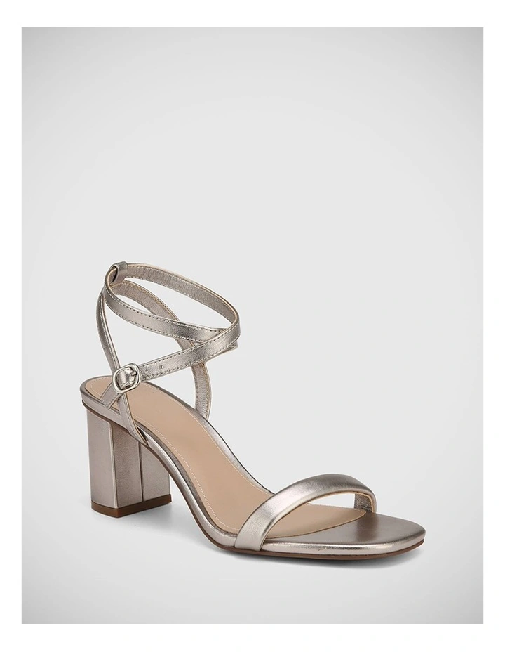 Carelinah Metallic Leather Sandal in Pewter