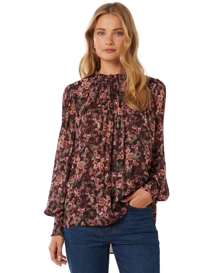 Cyndell Shirred Yoke Shell Top in Multi