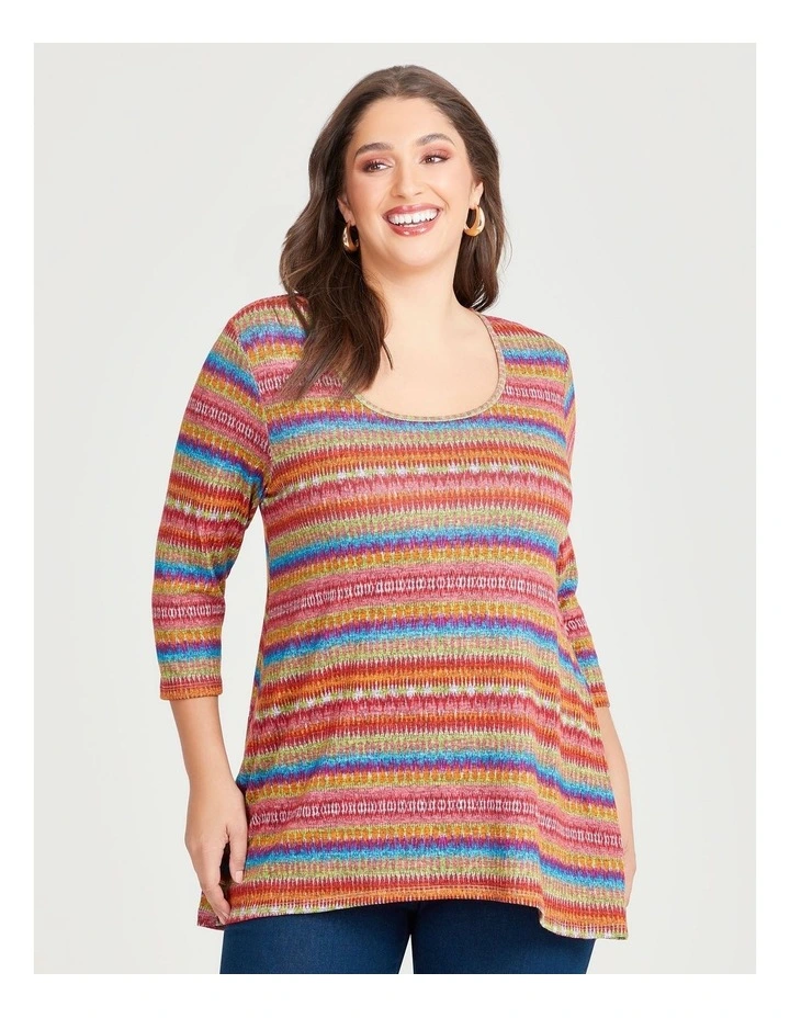 Snug Print Top in Multi Stripe