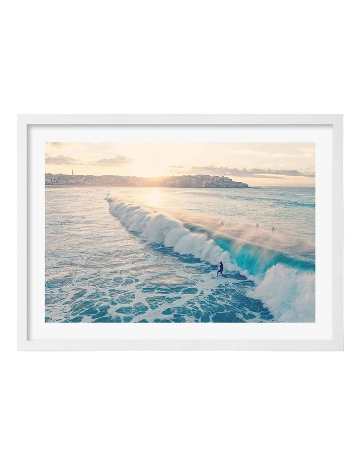 Australian Made Bondi Surf Break Art Print A2 in White Frame