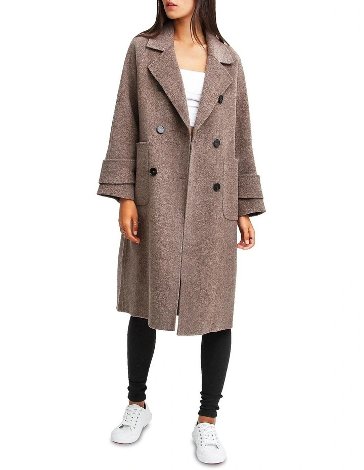 Rumour Has It Oversized Wool Blend Coat in Walnut