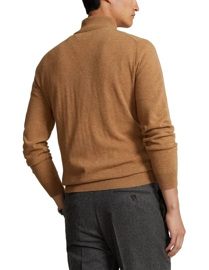 Wool Quarter-Zip Sweater in Brown