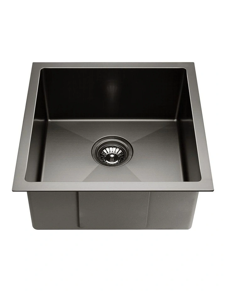 Kitchen Sink 44X44CM Stainless Steel Basin Single Bowl Laundry in Black