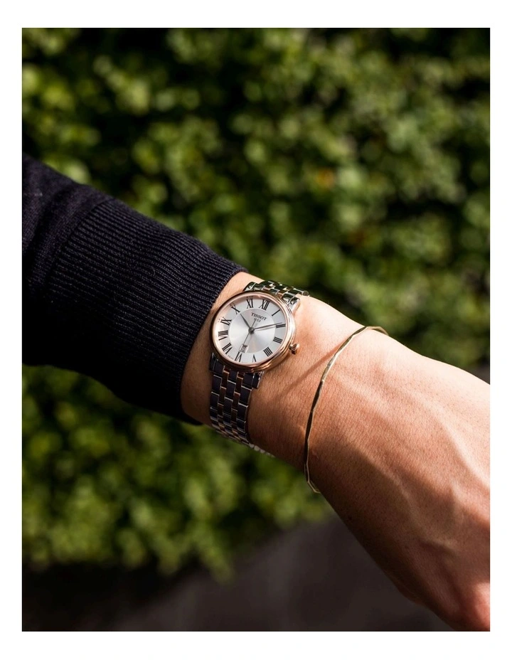 Carson Premium Lady T1222102203301 Quartz Watch in Grey/Rose Gold